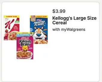 Walgreens Kellogg's Large Size Cereal offer