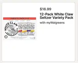 Walgreens 12-Pack White Claw Seltzer Variety Pack offer