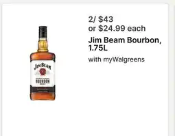 Walgreens Jim Beam Bourbon, 1.75L offer