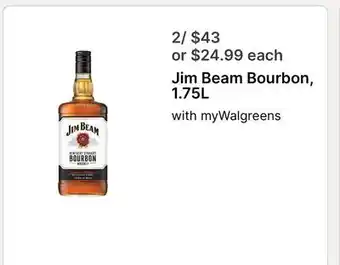 Walgreens Jim Beam Bourbon, 1.75L offer