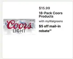 Walgreens 18-Pack Coors Products offer