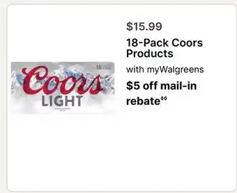 Walgreens 18-Pack Coors Products offer