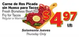 El Super Fresh Fresh Boneless Beef Stir Fry for Tacos Fry offer