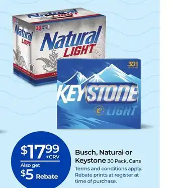 Rite Aid Busch, Natural or Keystone offer