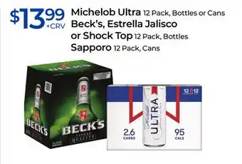 Rite Aid Michelob Ultra or Beck's, Estrella Jalisco or Shock Top, Sapporo offer