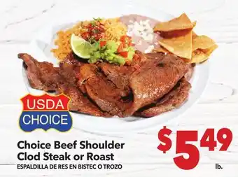 Vallarta Supermarkets Choice Beef Shoulder Clod Steak or Roast offer