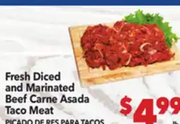 Vallarta Supermarkets Fresh Diced and Marinated Beef Carne Asada Taco Meat / PICADO DE RES PARA TACOS offer