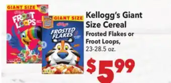 Vallarta Supermarkets Kellogg's Giant Size Cereal offer