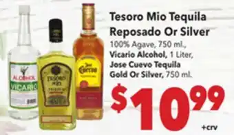 Vallarta Supermarkets Tesoro Mio Tequila Reposado Or Silver offer