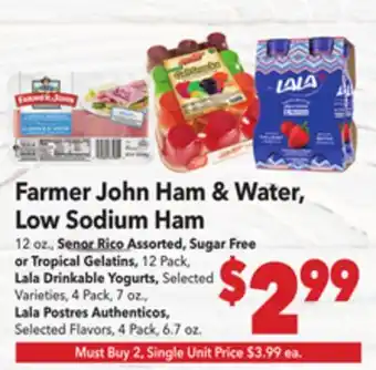 Vallarta Supermarkets Farmer John Ham & Water, Low Sodium Ham offer