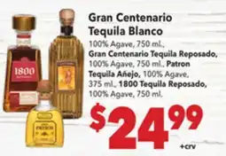 Vallarta Supermarkets Gran Centenario Tequila Blanco offer