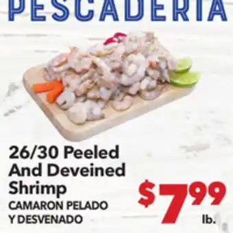 Vallarta Supermarkets 26/30 Peeled And Deveined Shrimp/ CAMARON PELADO Y DESVENADO offer