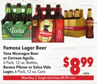 Vallarta Supermarkets Famosa Lager Beer offer