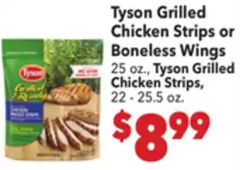 Vallarta Supermarkets Tyson Grilled Chicken Strips or Boneless Wings offer