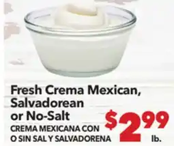 Vallarta Supermarkets Fresh Crema Mexican, Salvadorean or No-Salt offer