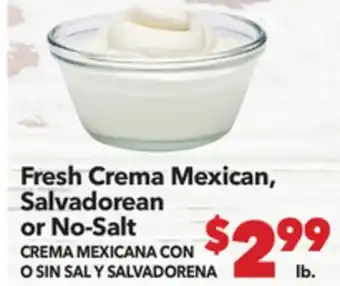 Vallarta Supermarkets Fresh Crema Mexican, Salvadorean or No-Salt offer