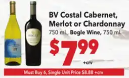 Vallarta Supermarkets BV Costal Cabernet, Merlot or Chardonnay offer