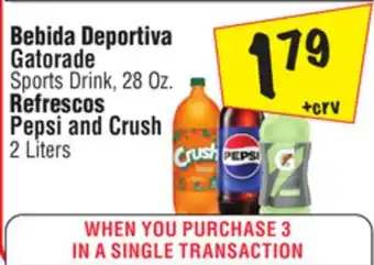 El Super Pepsi Sports Drink, 28 Oz., Pepsi and Crush, 28 Oz offer