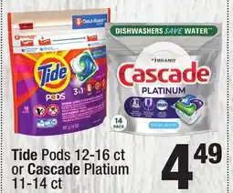 Super King Markets Tide Pods 12-16 ct or Cascade Platium 11-14 ct offer