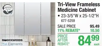 Menards Zenna Home 23-3/5W x 25-1/2H Tri-View Medicine Cabinet offer