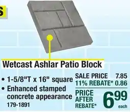 Menards 16 x 16 Quarry Gray Wetcast Ashlar Patio Block offer