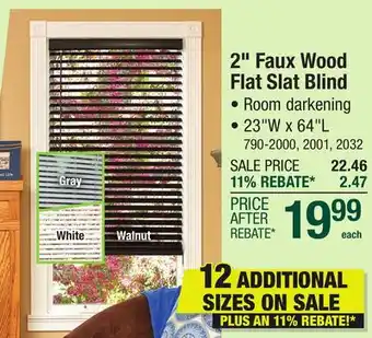 Menards Lumino 2 White Room Darkening Cordless Faux Wood Flat Slat Blind - 23W x 64L offer