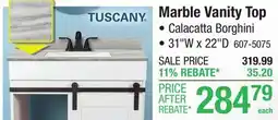 Menards Tuscany 31W x 22D Calacatta Borghini Marble Vanity Top with Wave Rectangular Undermount Bowl offer