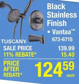 Menards Tuscany Vantaa One Handle 6 Function Black Stainless Bathtub Shower with Handheld Showerhead offer