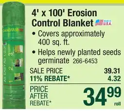 Menards QuickGrass Pro 4' x 100' Erosion Control Blanket offer