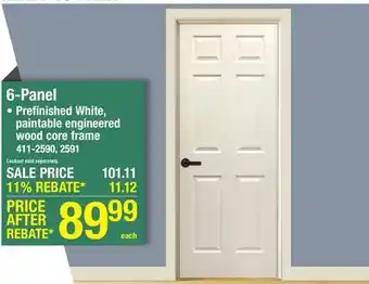 Menards Mastercraft 30W x 80H Primed Woodgrain 6-Panel Prehung Interior Door - Right Inswing offer