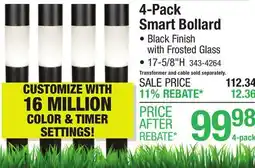 Menards Moonrays Black Low Voltage Smart LED Bollard Path Landscape Light - 4 Pack offer