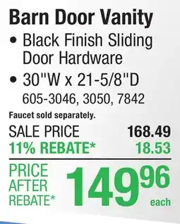 Menards Dakota Sliding Barn Door 30W x 21-5/8D White Oak Bathroom Vanity Cabinet offer