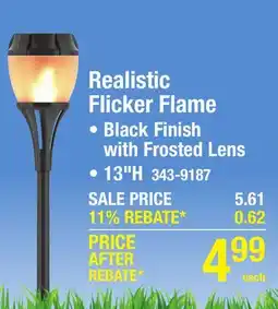 Menards Foxflame Warm White Flicker Flame LED Solar Accent Landscape Light offer