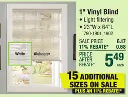 Menards Lumino 1 White Light Filtering Cordless Vinyl Blind - 23W x 64L offer