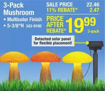 Menards Patriot Lighting Multi-Color Solar Mushroom Light - 3 Pack offer