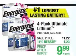 Menards Energizer Ultimate Lithium AA Lithium Batteries - 4 Pack offer