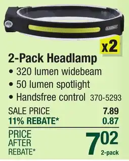 Menards Guidesman 320 Lumen Rechargeable LED Headlamp - 2 Pack offer