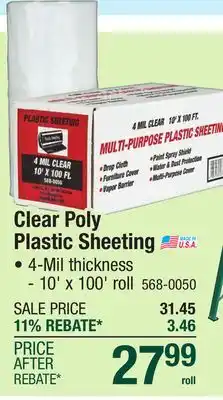 Menards Polar Plastics 10' x 100' 4-mil Clear Poly Plastic Sheeting offer