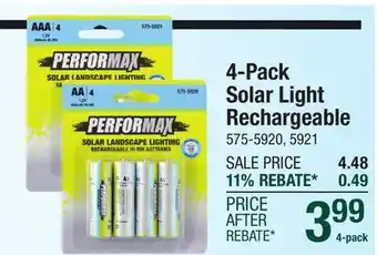 Menards Performax AA Solar Rechargeable Batteries - 4 Pack offer