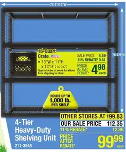 Menards MEGA PMX 78-11/16W x 70-7/8H x 23-5/8D 4-Tier Wire Shelving Unit offer