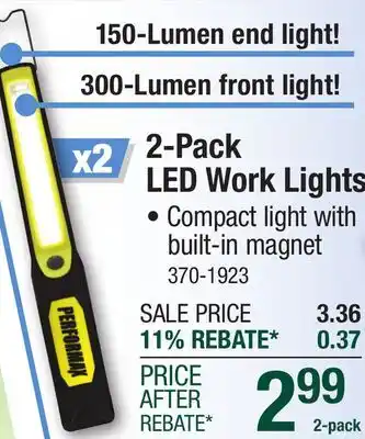 Menards Performax 300 Lumen Handheld LED Work Light - 2 Pack offer