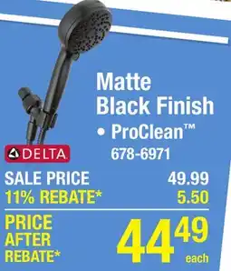 Menards Delta ProClean 6-Setting Matte Black Handshower With Cleaning Spray offer