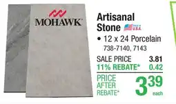 Menards Mohawk Artisanal Stone Grigio 12 x 24 Porcelain Floor and Wall Tile offer