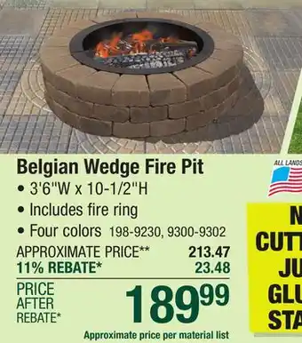 Menards Belgian Wedge Fire Pit Project Material List offer