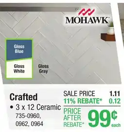 Menards Mohawk Crafted Gloss White 3 x 12 Ceramic Wall Tile offer