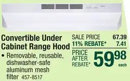 Menards Broan 30 White Convertible Under Cabinet Range Hood offer