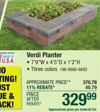 Menards Verdi Planter Material List offer