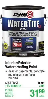 Menards Zinsser WaterTite LX Ultra Blue Chill Concrete & Masonry Waterproofing Paint - 1 gal offer