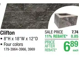 Menards 8 x 18 Tan Clifton Straight Retaining Wall Block offer