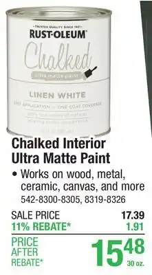 Menards Rust-Oleum Chalked Interior Serenity Blue Ultra Matte Paint - 30 oz offer